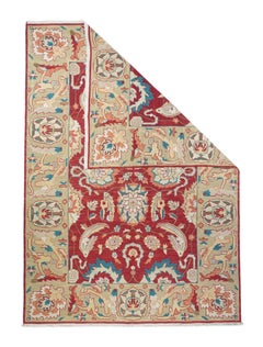 Turkish Sumak Rug, Wool and Cotton, Geometric Design, 6' x 9'