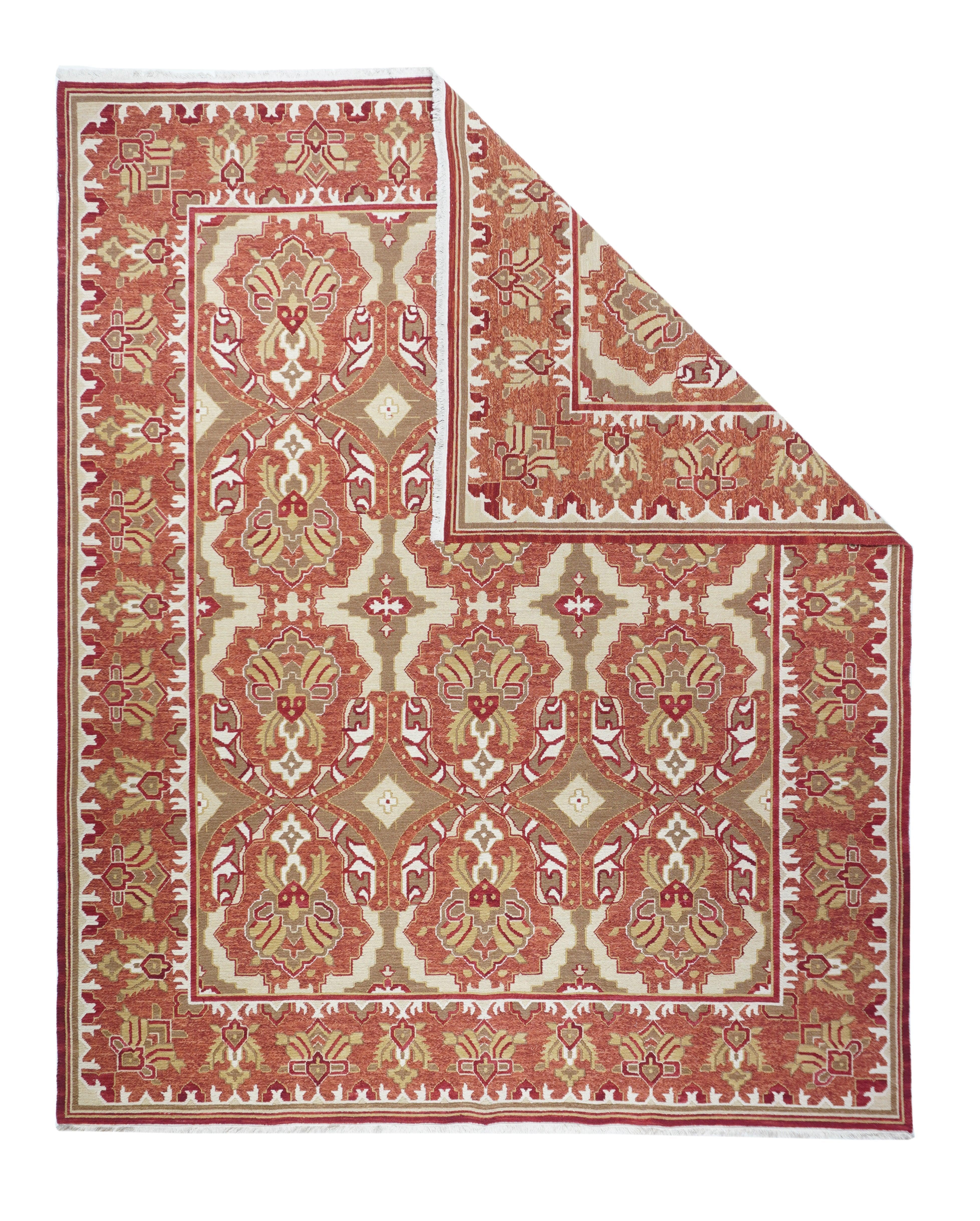 Sumak Teppich 8'0'' x 10'0''. Eher eine Technik als eine bestimmte Art, bei der die Kettfäden mit farbigen Schussfäden umwickelt werden, um ein Muster zu erzeugen. Kaukasische, türkische, persische und andere Typen.  Ergibt einen flachen, florfreien