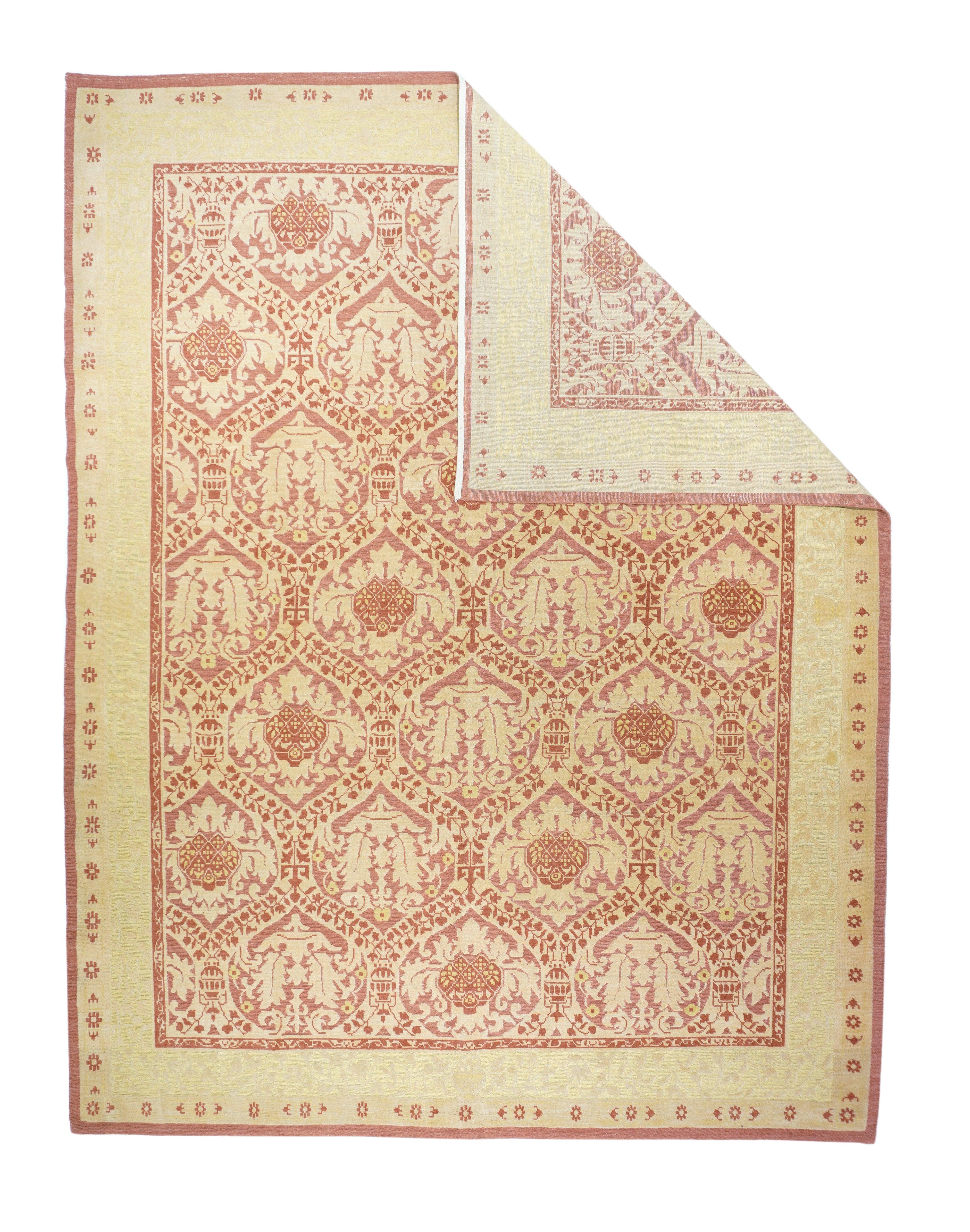 Sumak Teppich 8'0'' x 10'0''. Eher eine Technik als eine bestimmte Art, bei der die Kettfäden mit farbigen Schussfäden umwickelt werden, um ein Muster zu erzeugen. Kaukasische, türkische, persische und andere Typen.  Ergibt einen flachen, florfreien