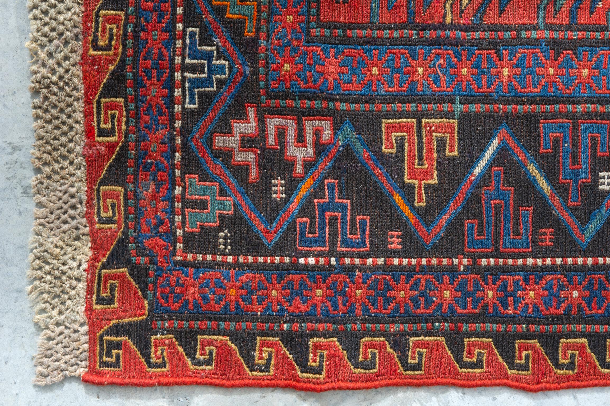 Hand-Woven Sumakh Antique Carpet from Private Collection For Sale