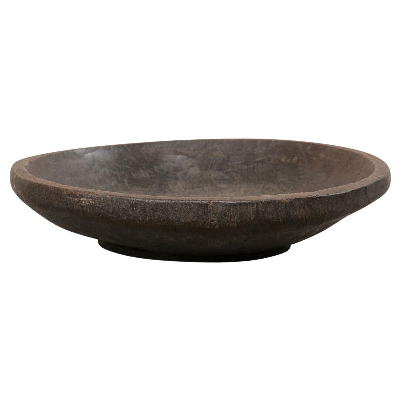 Sumatran Antique Tropical Hardwood Bowl Hand-Carved from a Single Piece of Wood For Sale