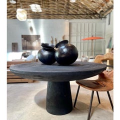 Sumba Round Breakfast Table in Dark Antique Exotic Wood by CEU Studio