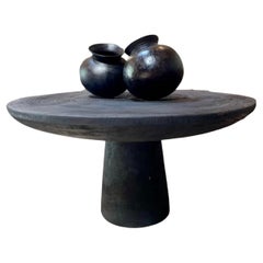 Sumba Round Breakfast Table in Dark Antique Exotic Wood by CEU Studio