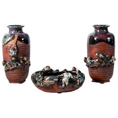 Sumida Gawa-Keramikgarnituren, Japan, um 1890-1900