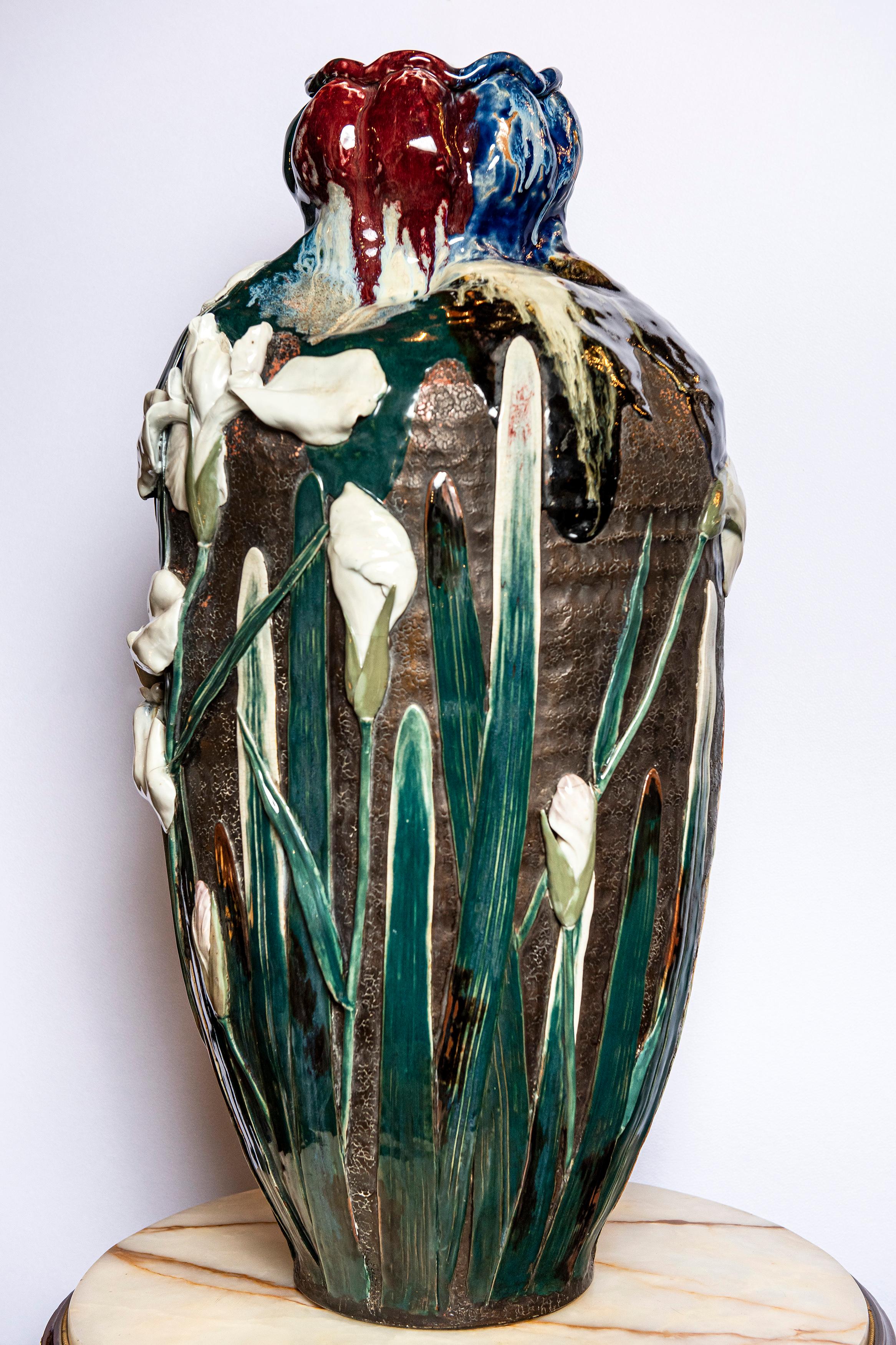 Japonisme Vase en poterie Sumida Gawa, Japon, début du 20e siècle en vente