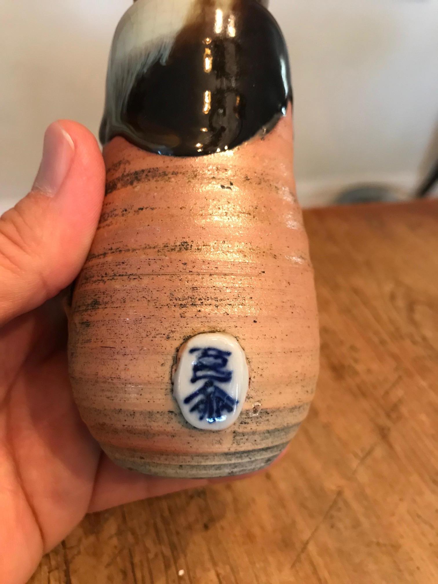 Meiji Sumida Gawa Signed Ryosai Japanese Pottery Ceramic Glazed Vase, Early 1900s