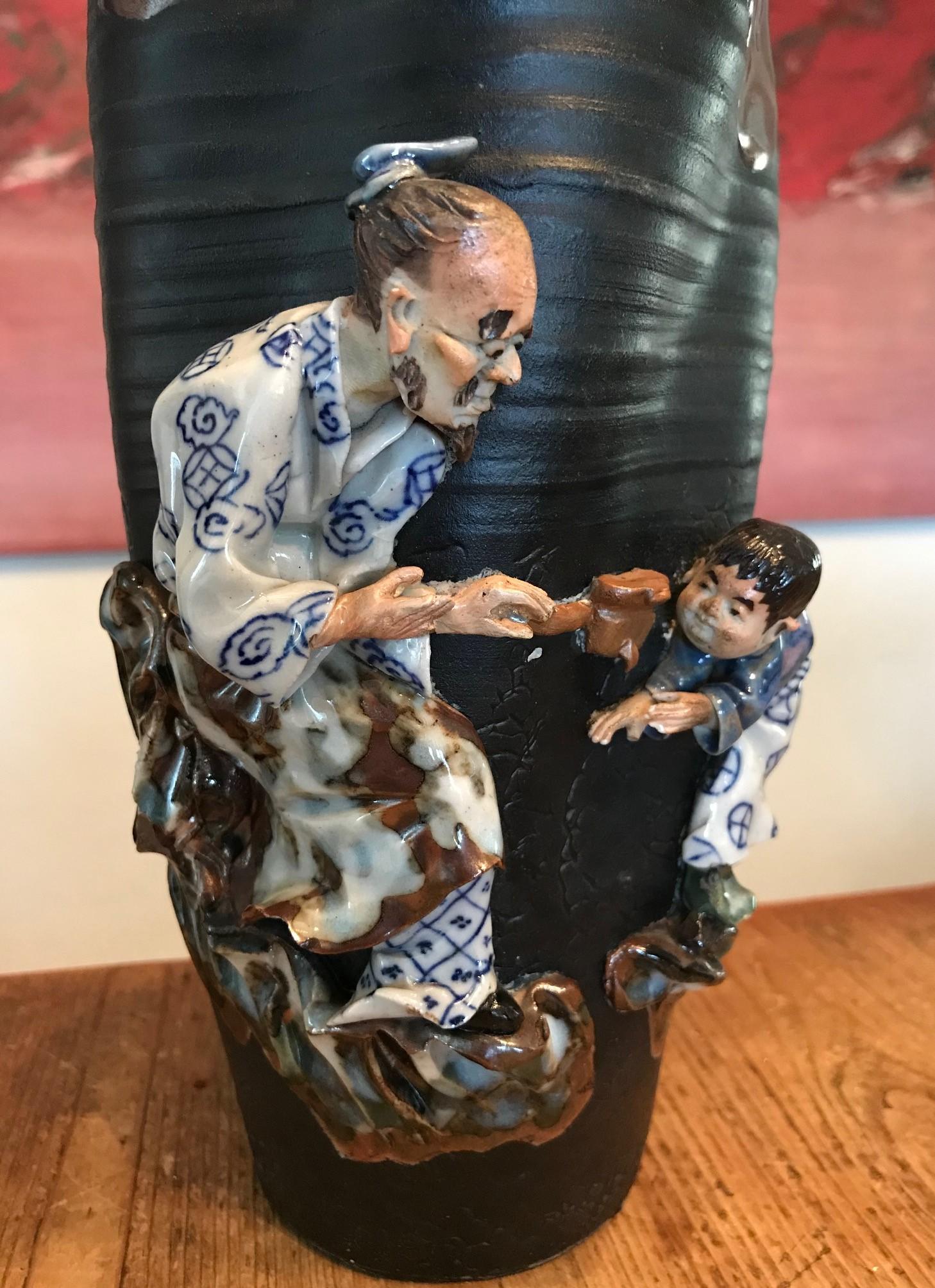 A fantastic Japanese Sumida Gawa vase, circa late 1800s-early 1900s

This vase, sage with boy was likely made by renowned potter Ishiguro Koko

Signed on side.

Dimensions: 12