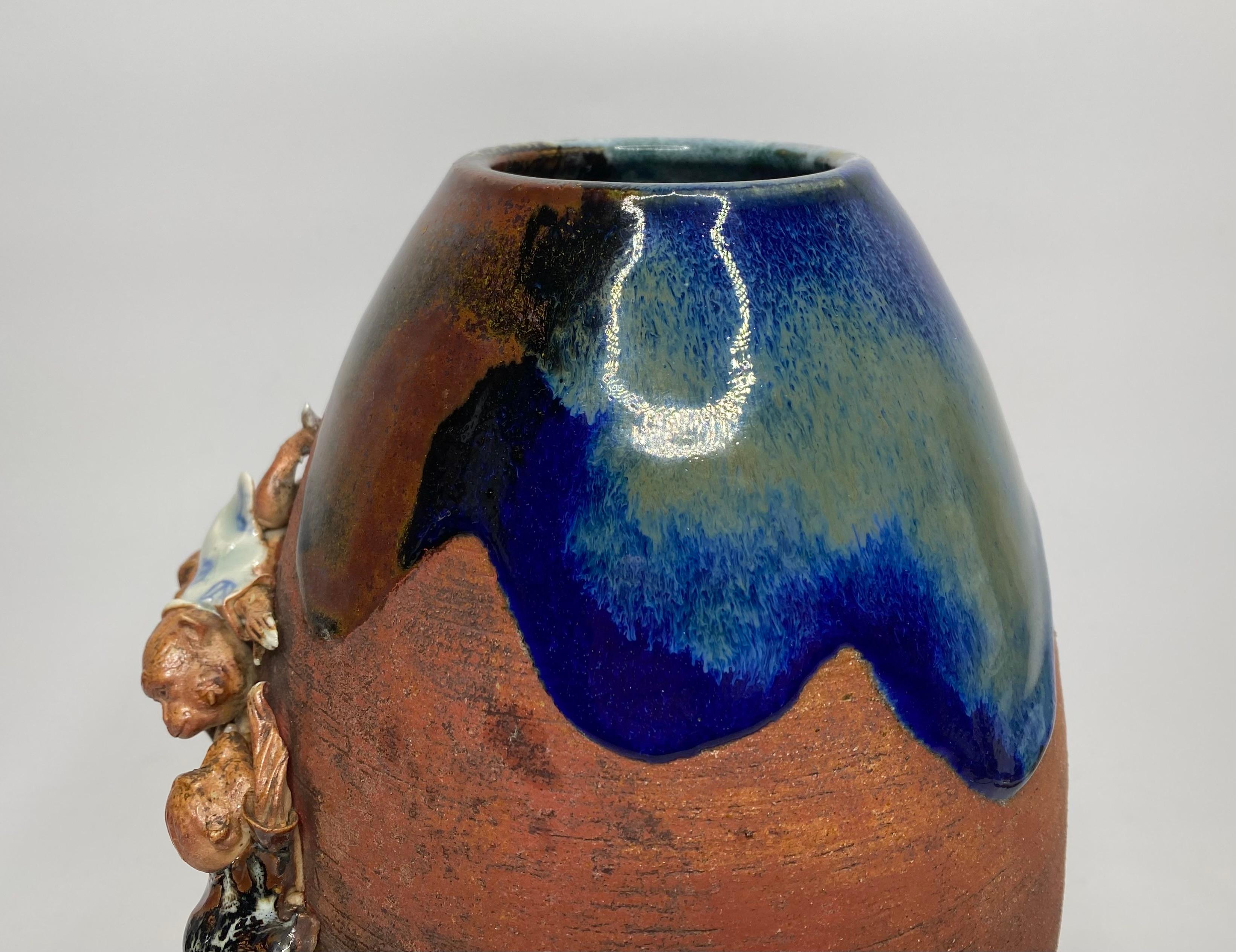 Sumidagawa-Keramik Affenvase, Ban-Ni, Japan, Meiji-Periode. im Angebot 4