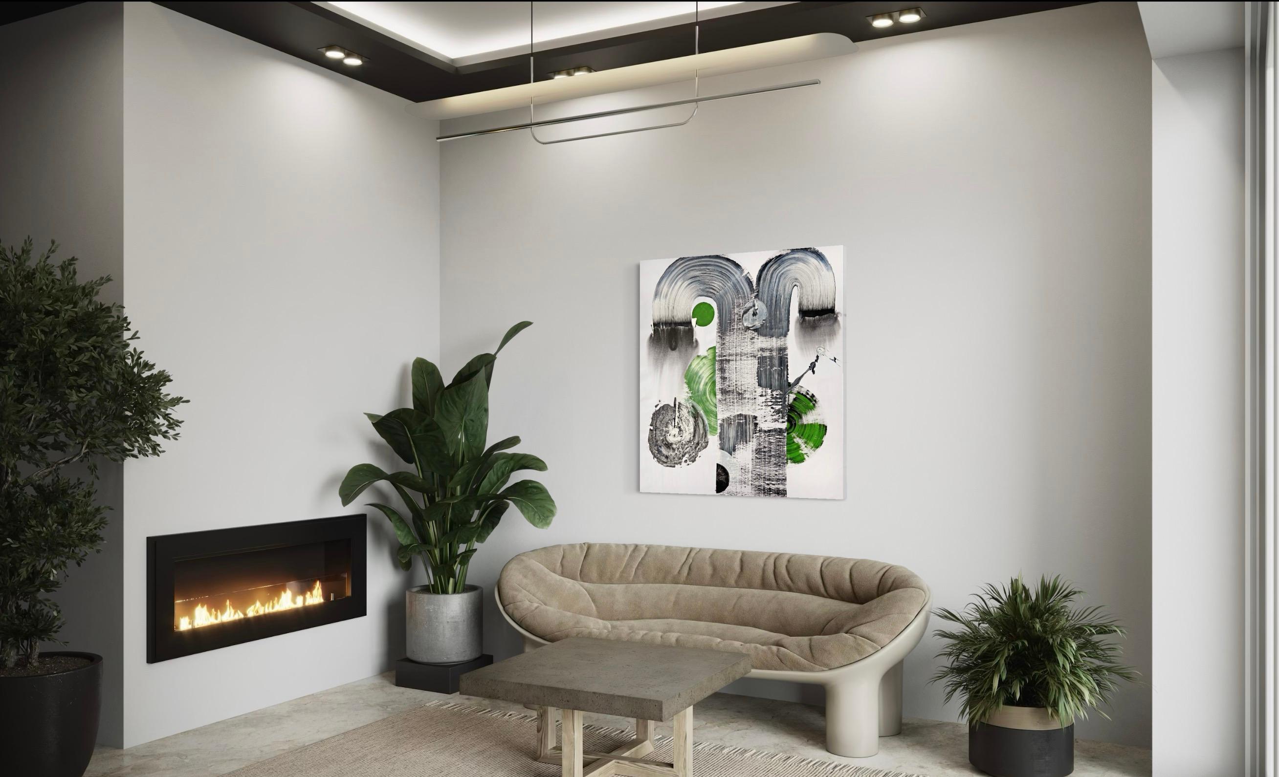 Arte contemporanea indiana di Sumit Mehndiratta - Appuntamento al verde in vendita 3