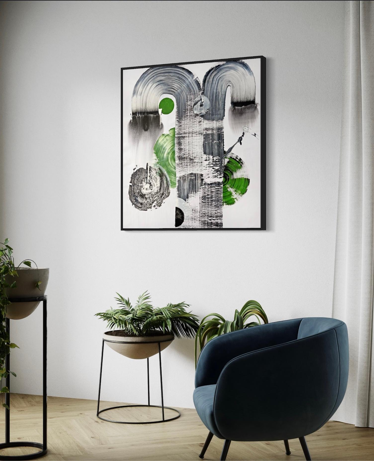Arte contemporanea indiana di Sumit Mehndiratta - Appuntamento al verde in vendita 4