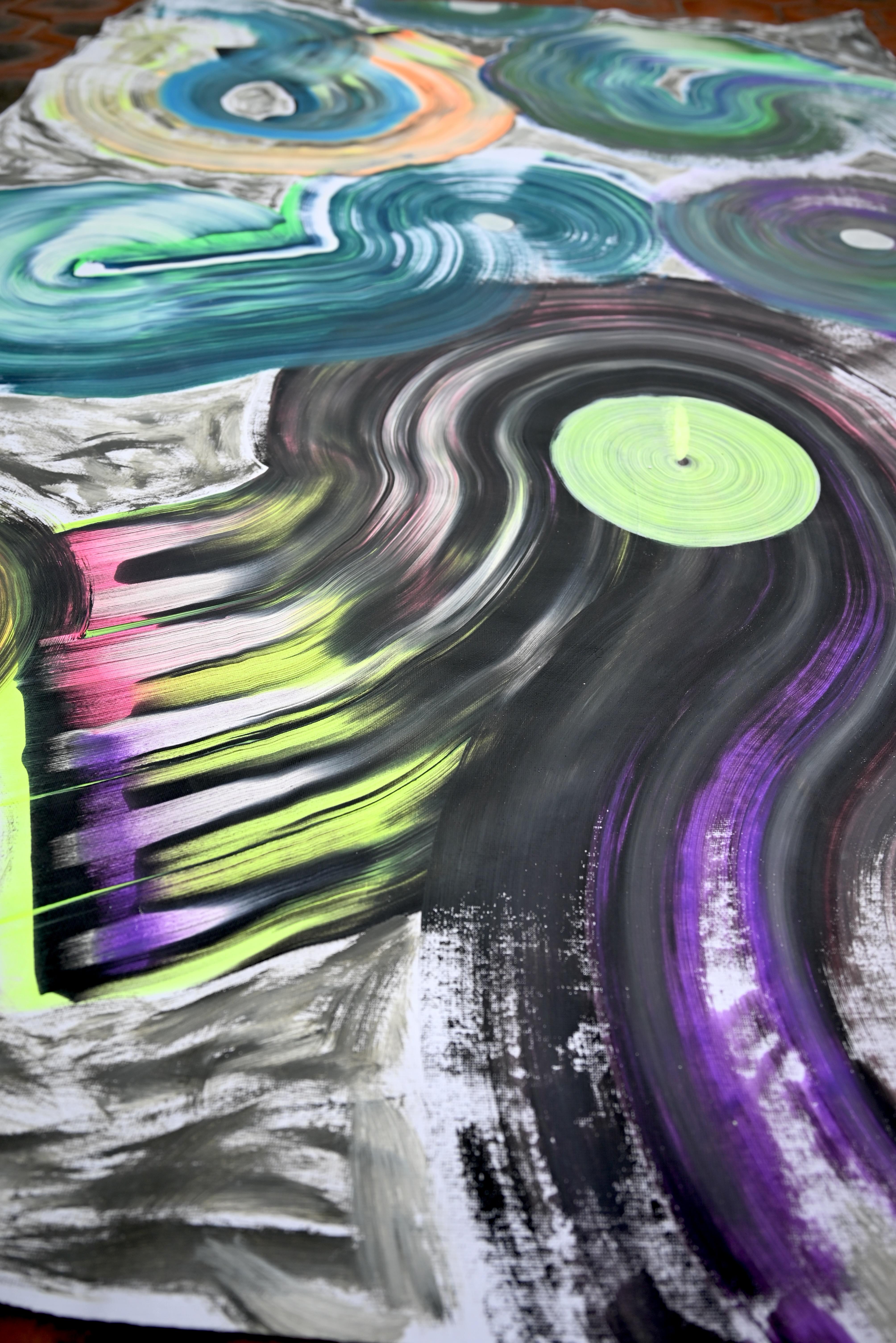 Arte contemporanea indiana di Sumit Mehndiratta - Pattinaggio a colori in vendita 2