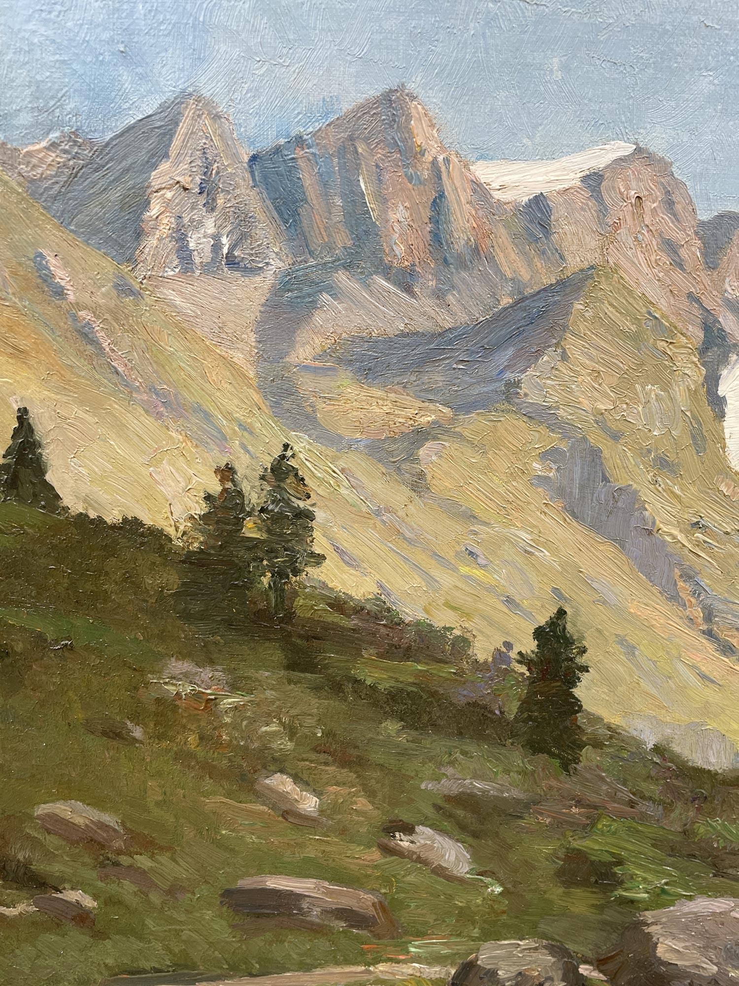 Summer Alpine Landscape Oil on Canvas 1950 For Sale 5