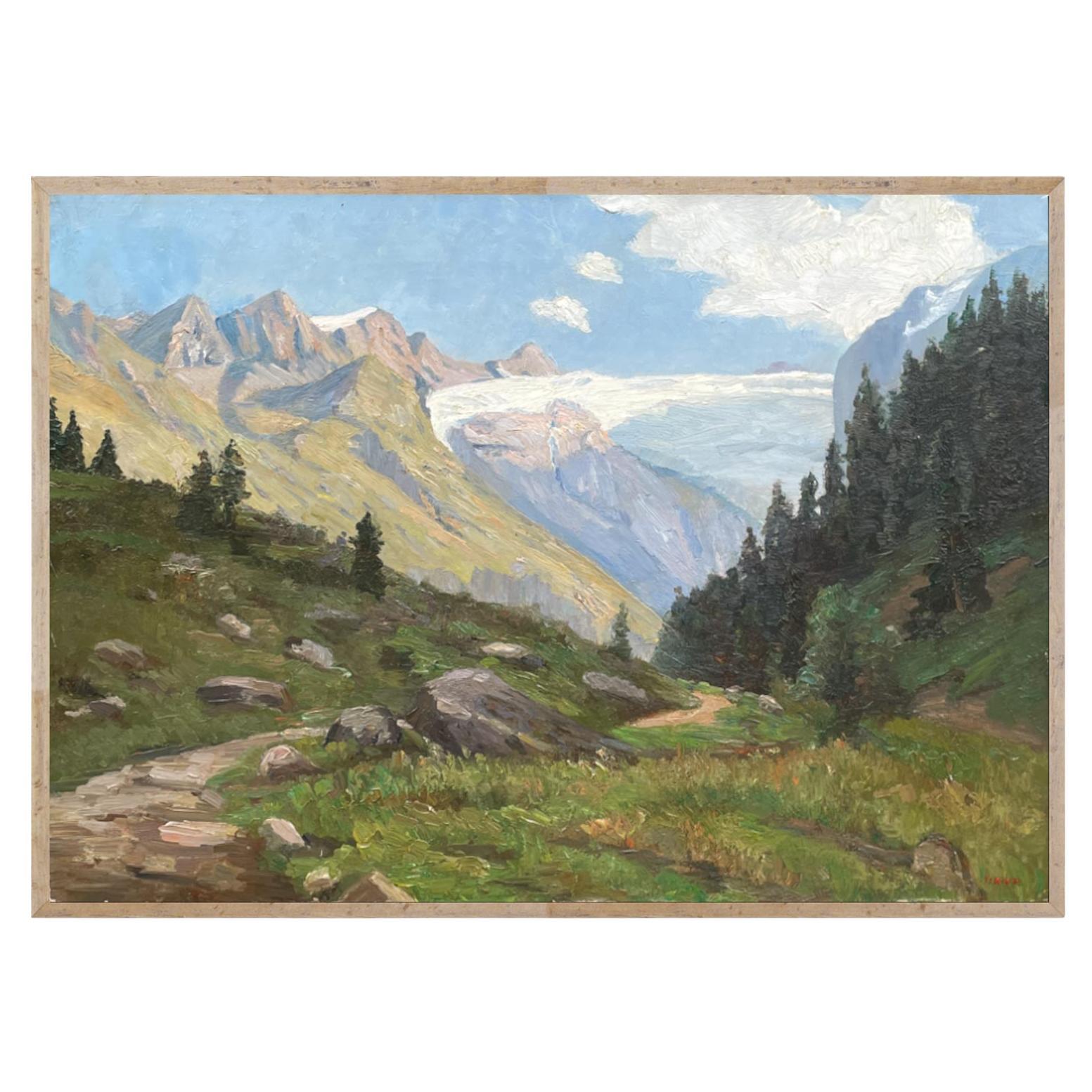 Paesaggio alpino estivo Olio su tela 1950