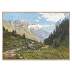 Paesaggio alpino estivo Olio su tela 1950