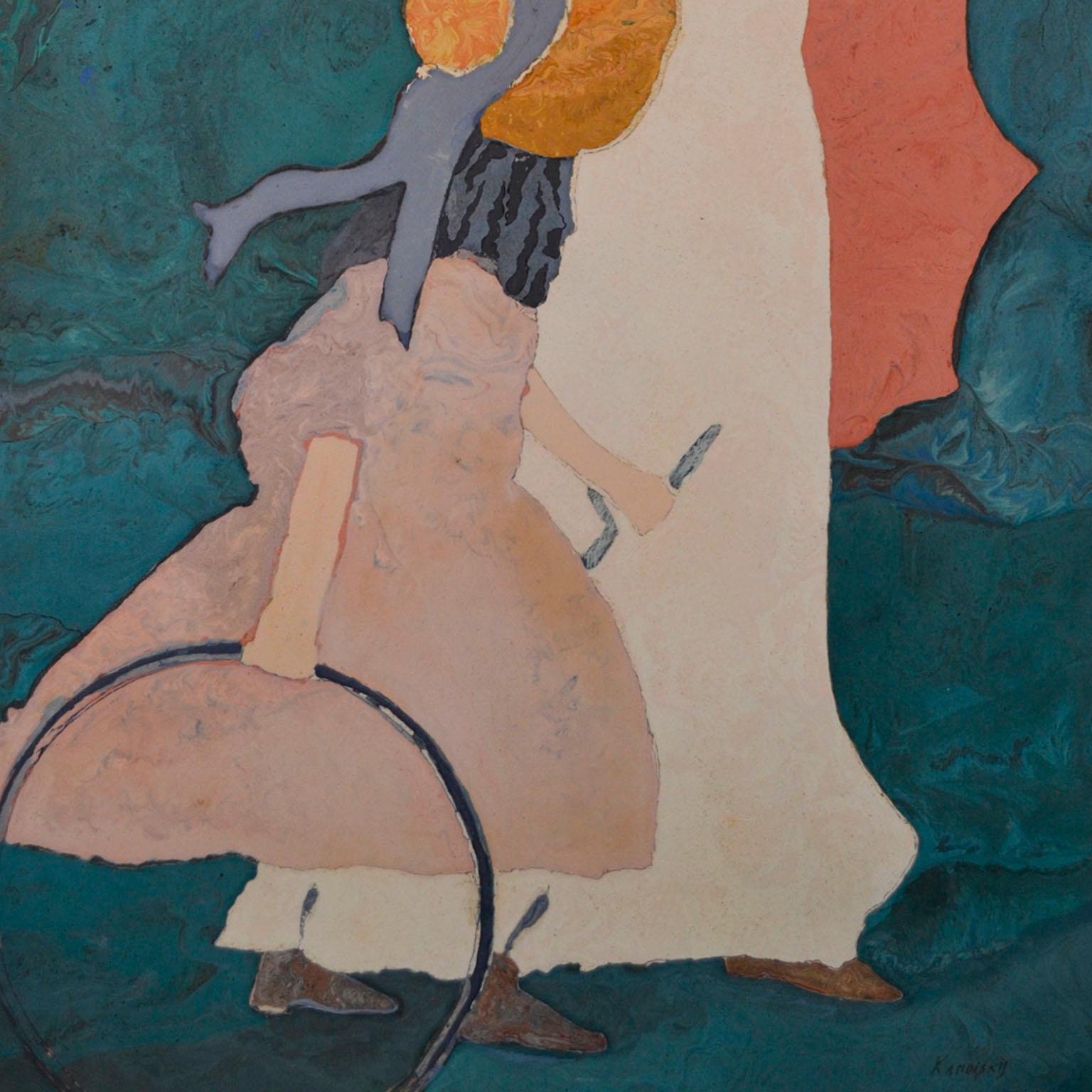 Moderne Peinture  Portrait de scagliola fabriqué en Italie, hommage à Kandinsky disponible en vente