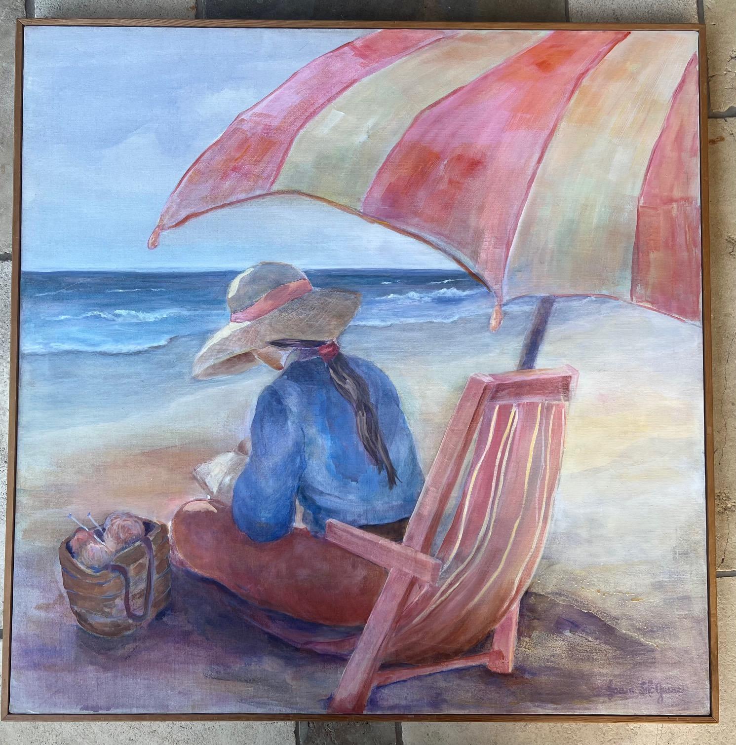 Grande peinture acrylique carrée sur toile signée par l'artiste et intitulée 
