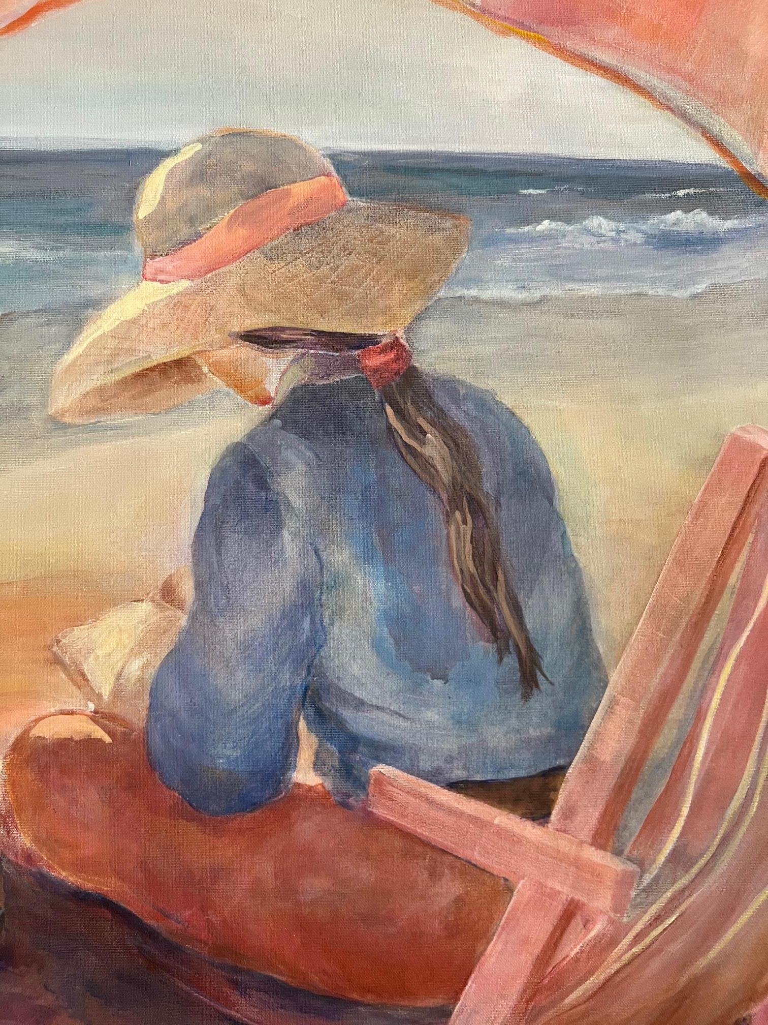 L'été à la plage, acrylique sur toile, signé Bon état - En vente à Ross, CA