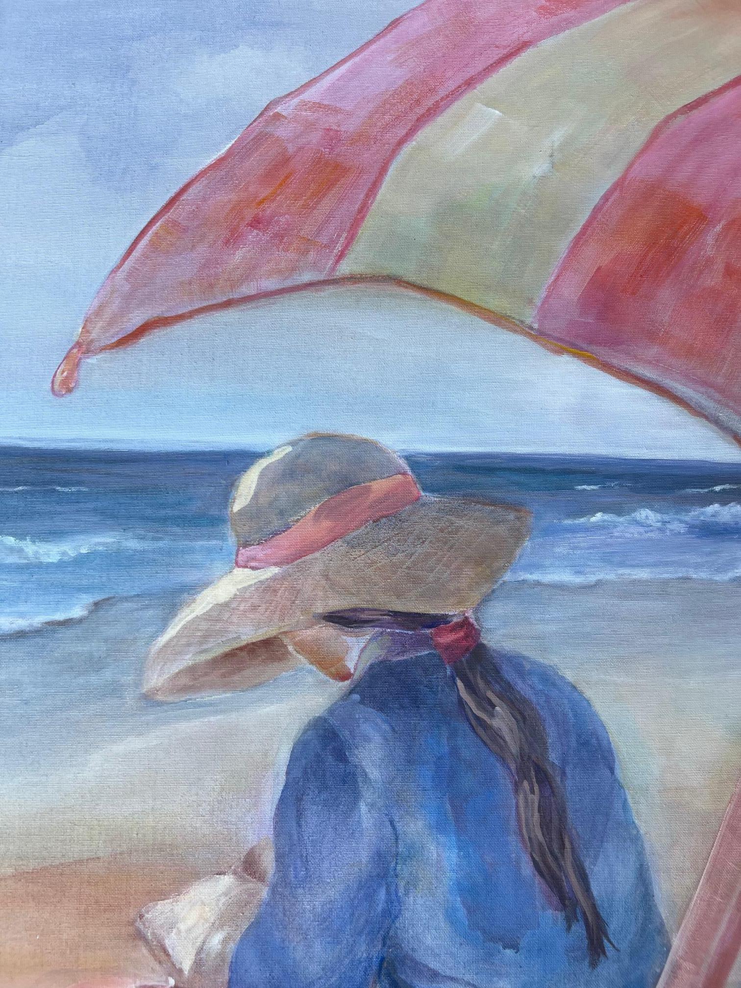 Acrylique L'été à la plage, acrylique sur toile, signé en vente