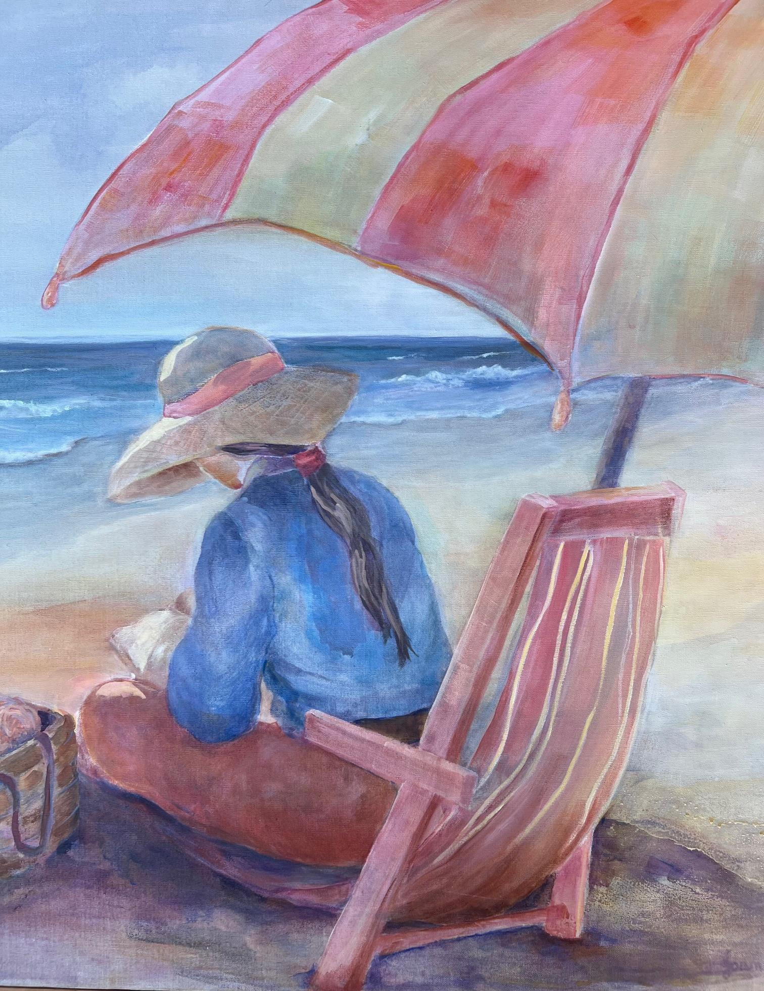 L'été à la plage, acrylique sur toile, signé en vente 1