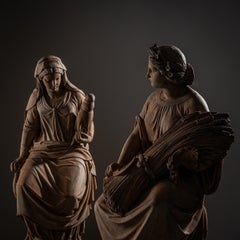 Summer, Autumn, Winter, Terracotta Sculptures, Sig. and D. by F. Melnitzky 1855