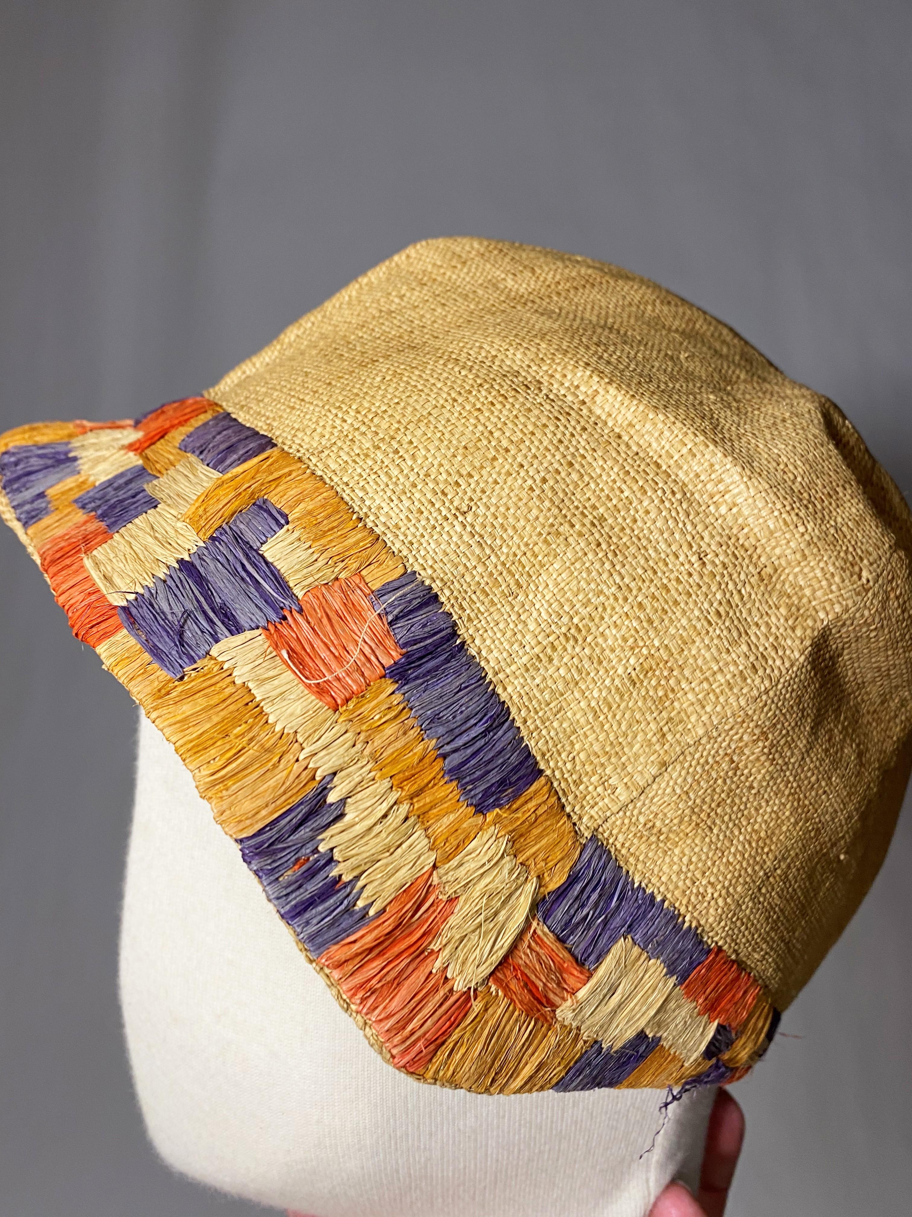Summer cloche hat in straw and braided raffia - Bauhaus Germany Circa 1925 1