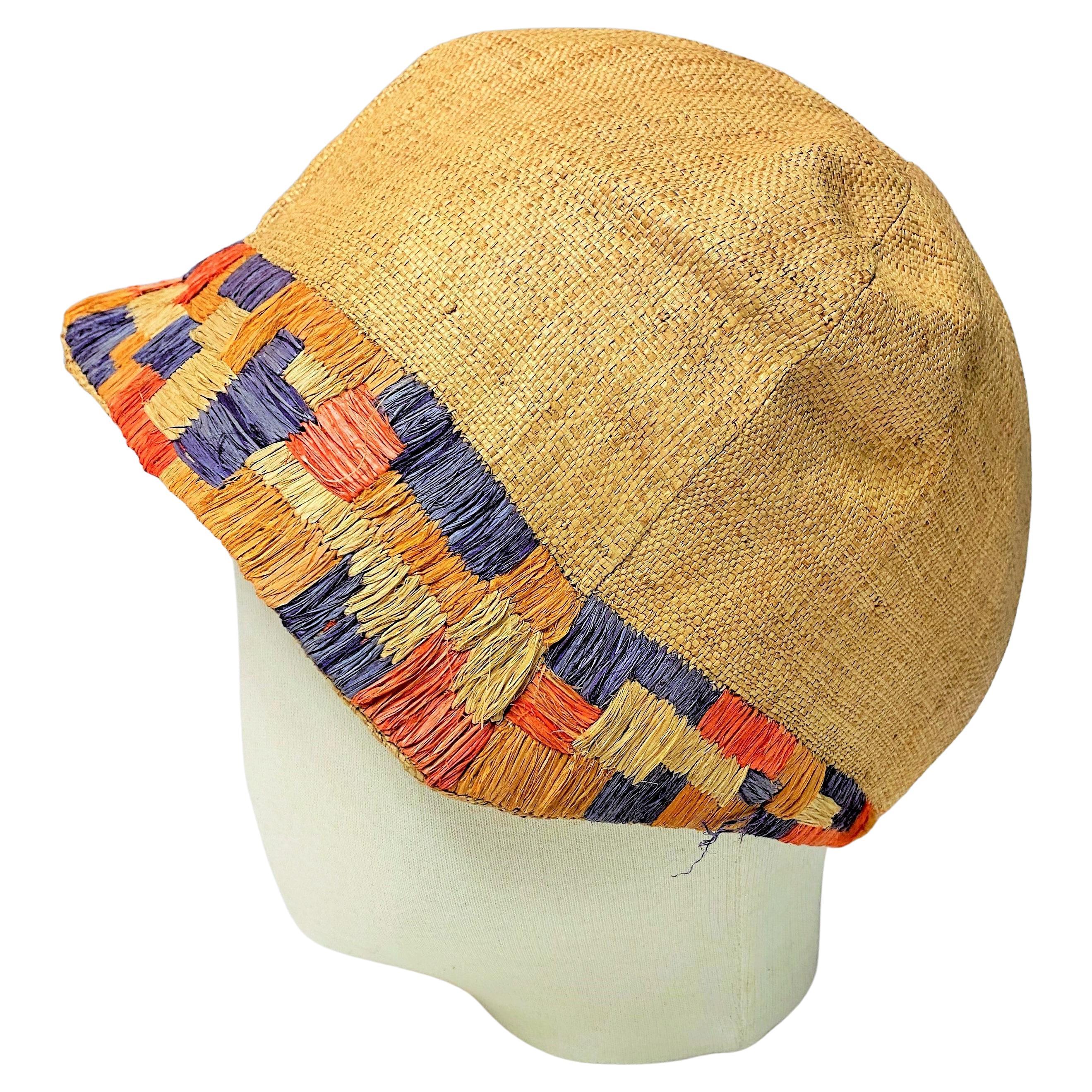 Summer cloche hat in straw and braided raffia - Bauhaus Germany Circa 1925