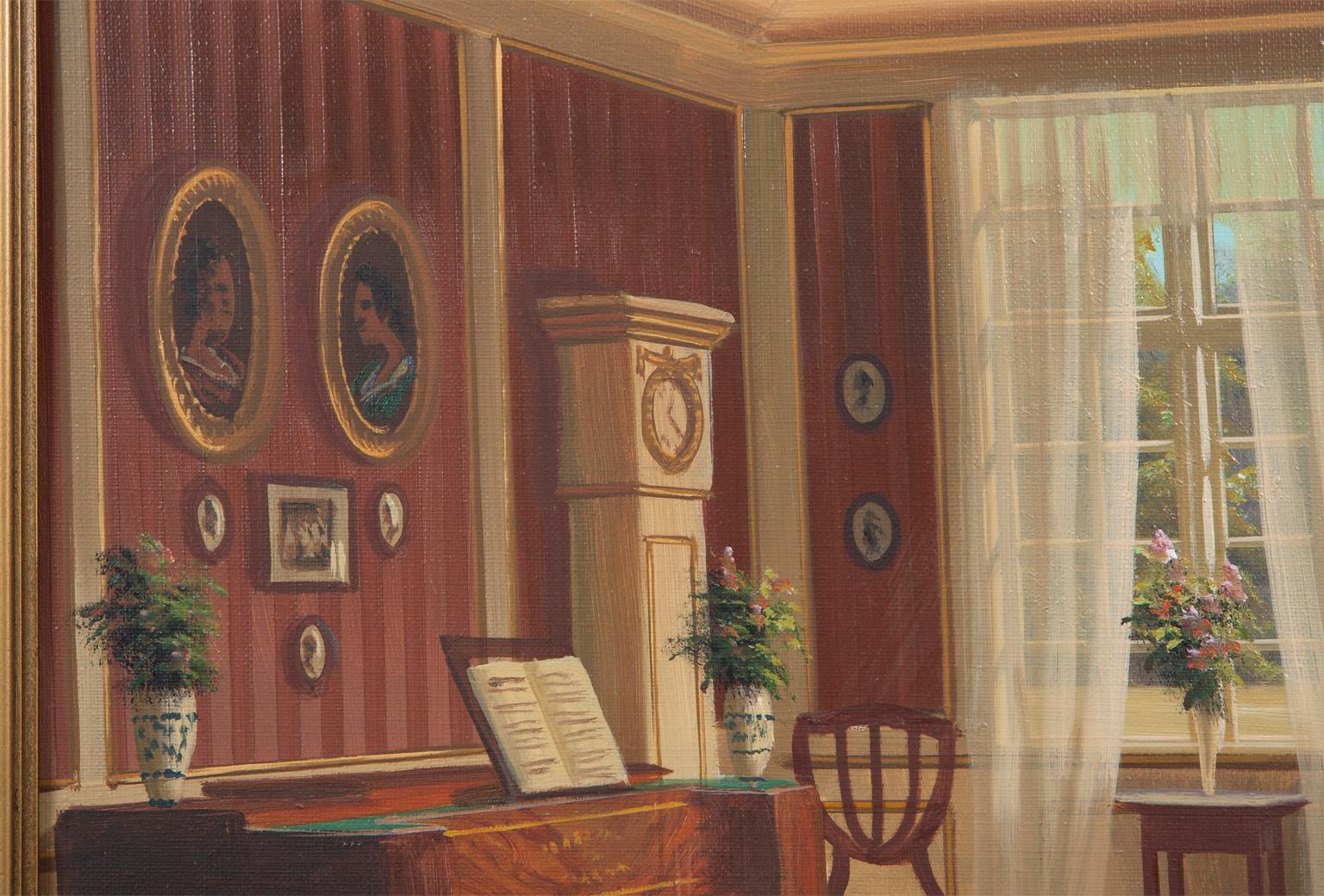 Danois « Jour d'été », huile sur toile de l'artiste danois Frederic W. Svendsen (1885-1975) en vente