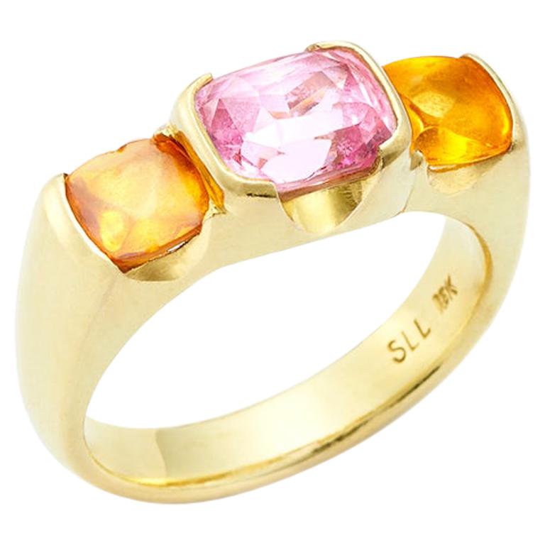 Susan Lister Locke Summer Delight Ring Pink Sapphire with Spessartite Garnets For Sale