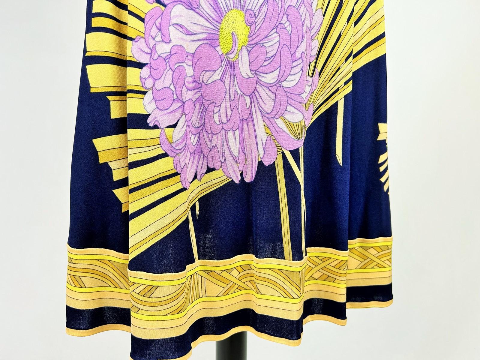 Sommerkleid von Maison Léonard aus bedrucktem Seidenjersey CIRCA 1980 im Angebot 6