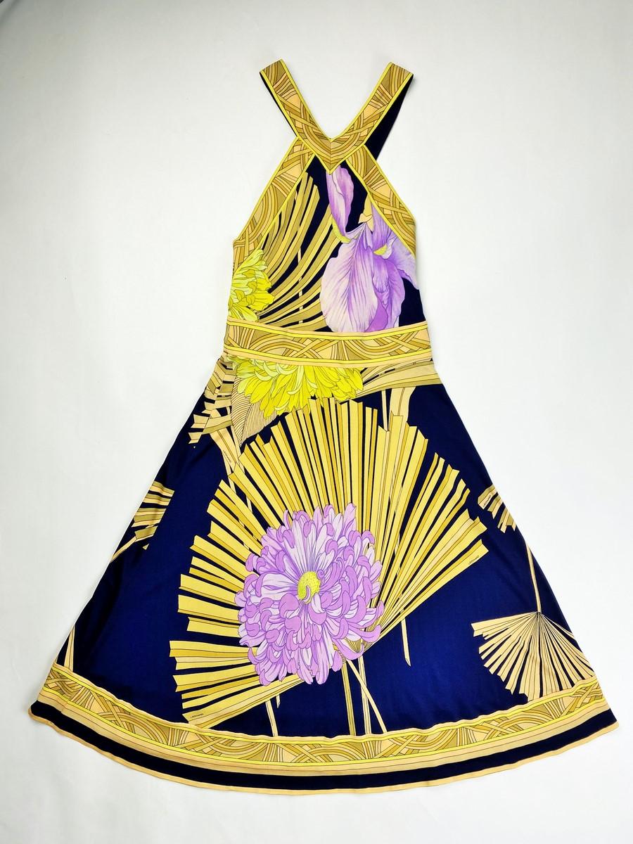 Sommerkleid von Maison Léonard aus bedrucktem Seidenjersey CIRCA 1980 im Angebot 7