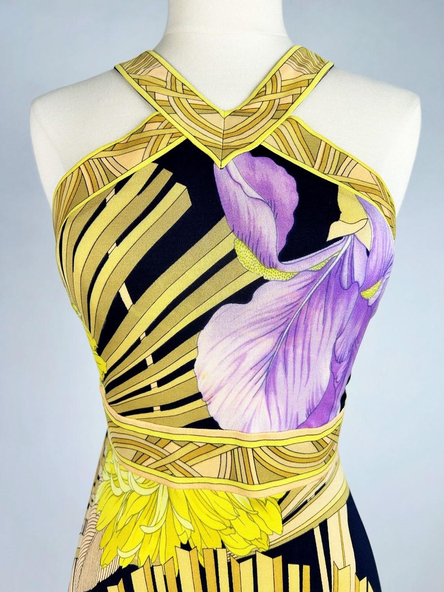 Sommerkleid von Maison Léonard aus bedrucktem Seidenjersey CIRCA 1980 im Zustand „Gut“ im Angebot in Toulon, FR