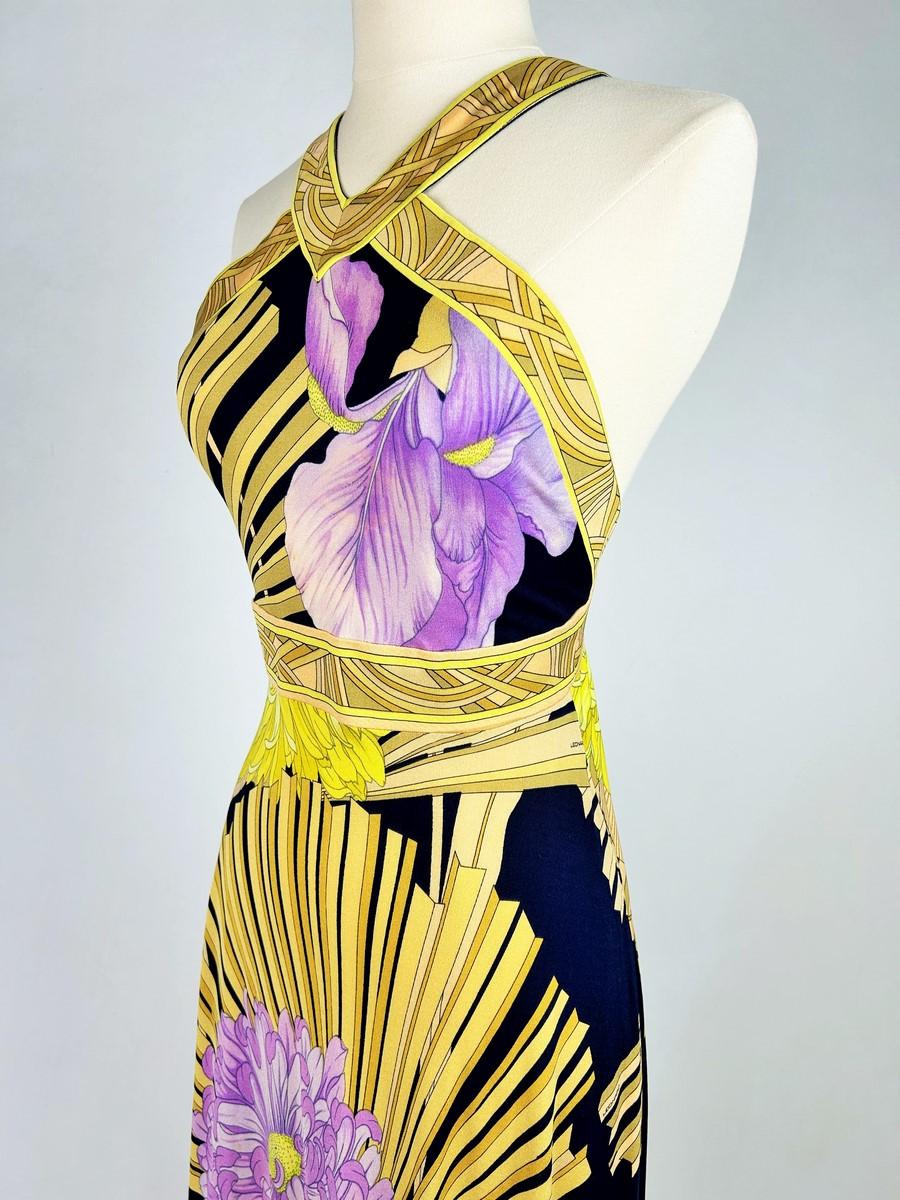 Sommerkleid von Maison Léonard aus bedrucktem Seidenjersey CIRCA 1980 im Angebot 2