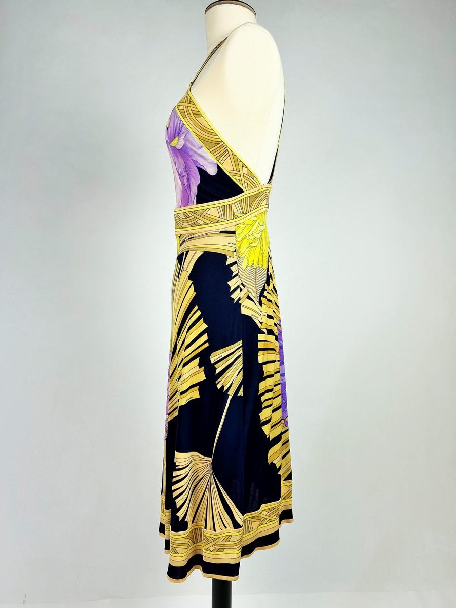 Sommerkleid von Maison Léonard aus bedrucktem Seidenjersey CIRCA 1980 im Angebot 3