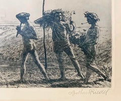 "Summer Fantasy, " Rare Print with Bucolic Scene and Nude Figures by Riedel