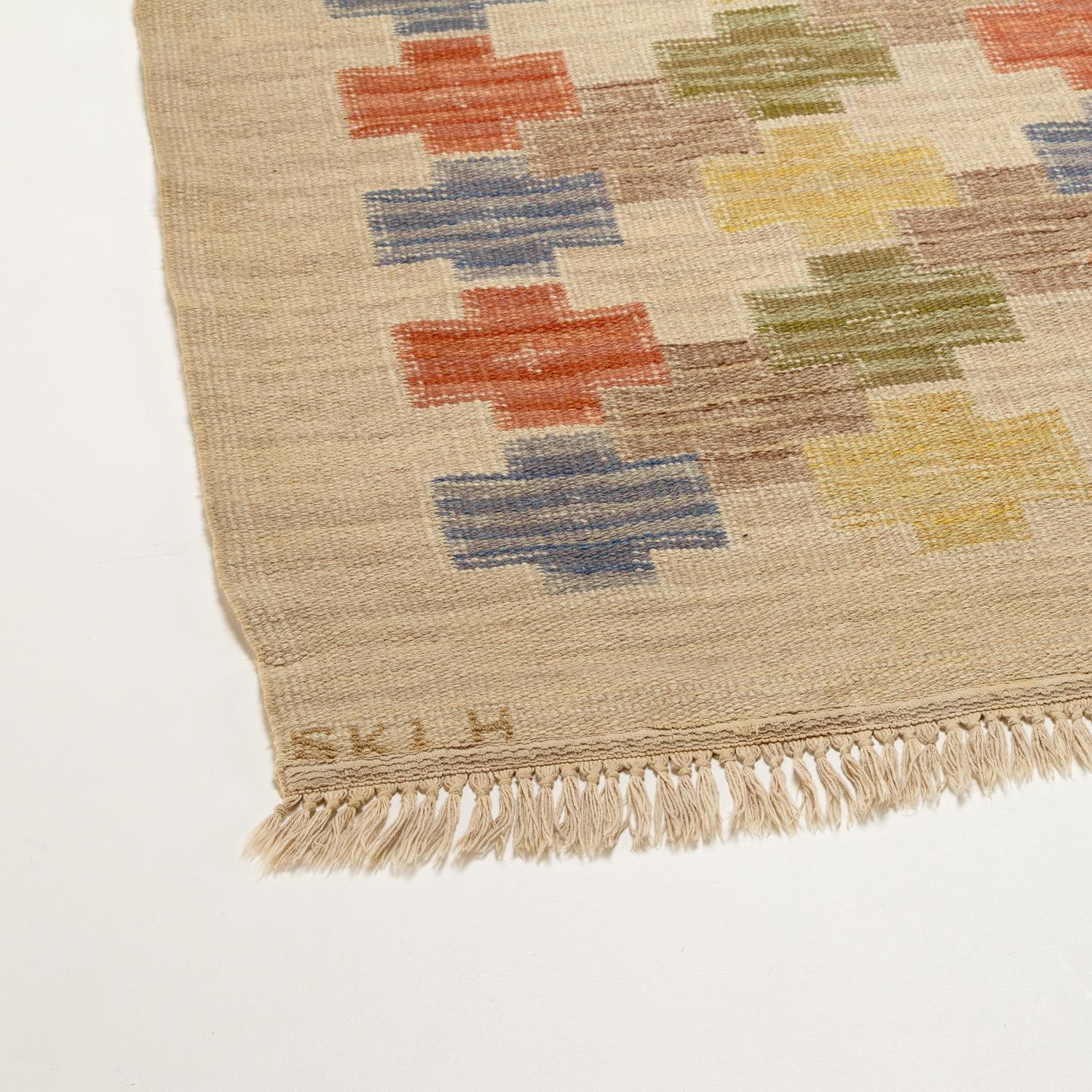 ‘Summer’ Flat Weave Rug by Age Faith-Ell for SKLH, Sweden, 1944 For Sale 3