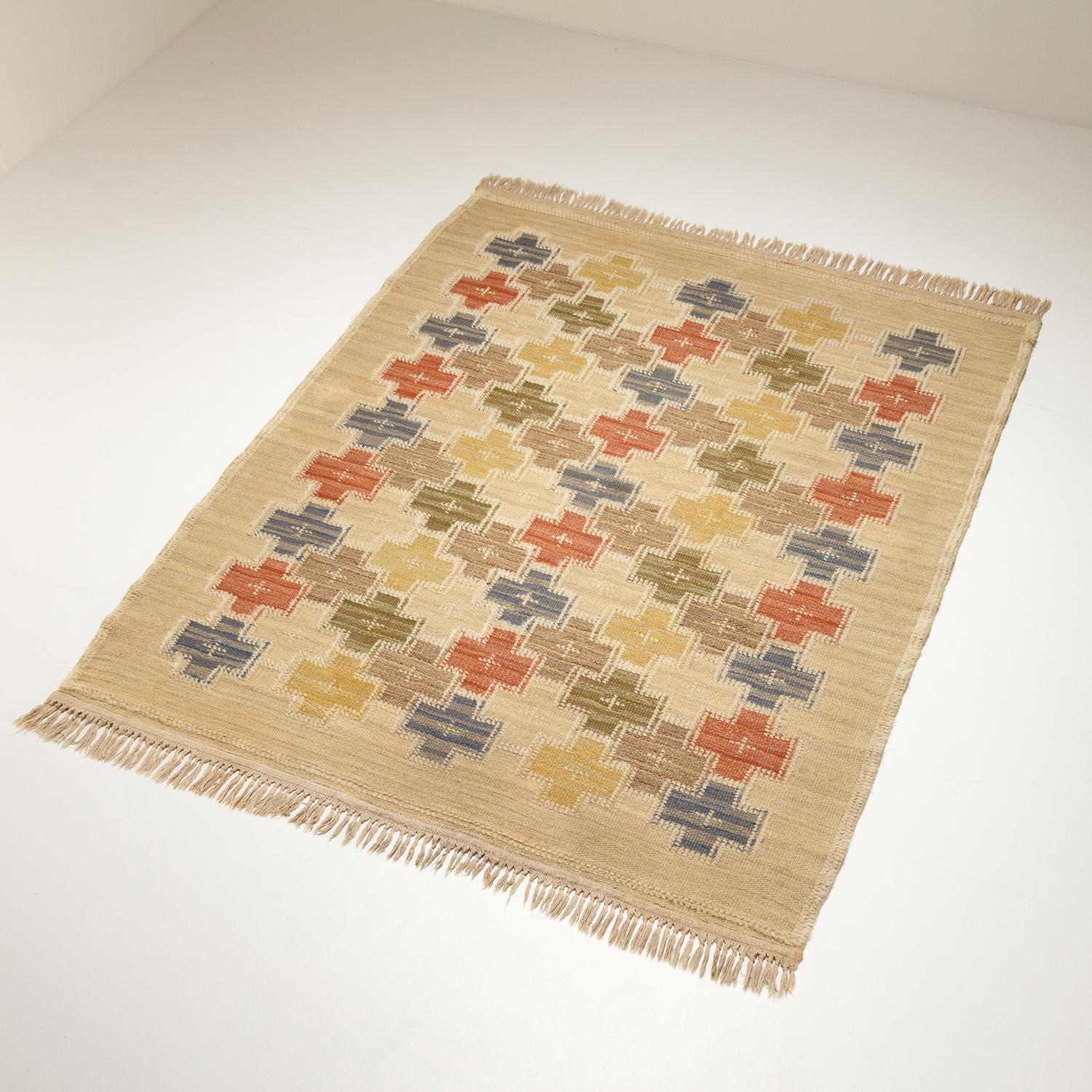 ‘Summer’ Flat Weave Rug by Age Faith-Ell for SKLH, Sweden, 1944 For Sale 4