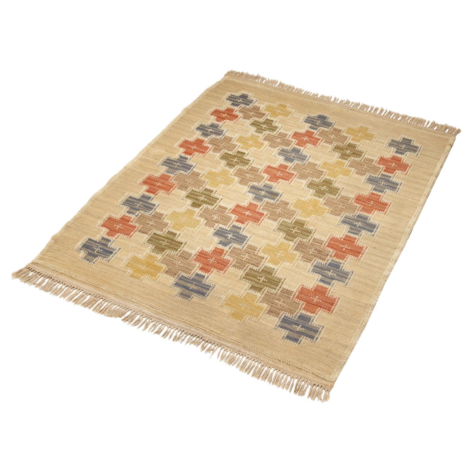 ‘Summer’ Flat Weave Rug by Age Faith-Ell for SKLH, Sweden, 1944 For Sale