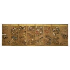 Antique Summer Flowers Eight-Panel Botanical Screen
