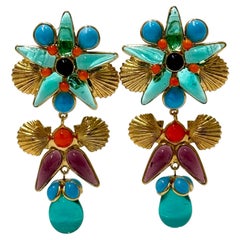 Summer In Greece Clip Earrings by Gripoix Paris