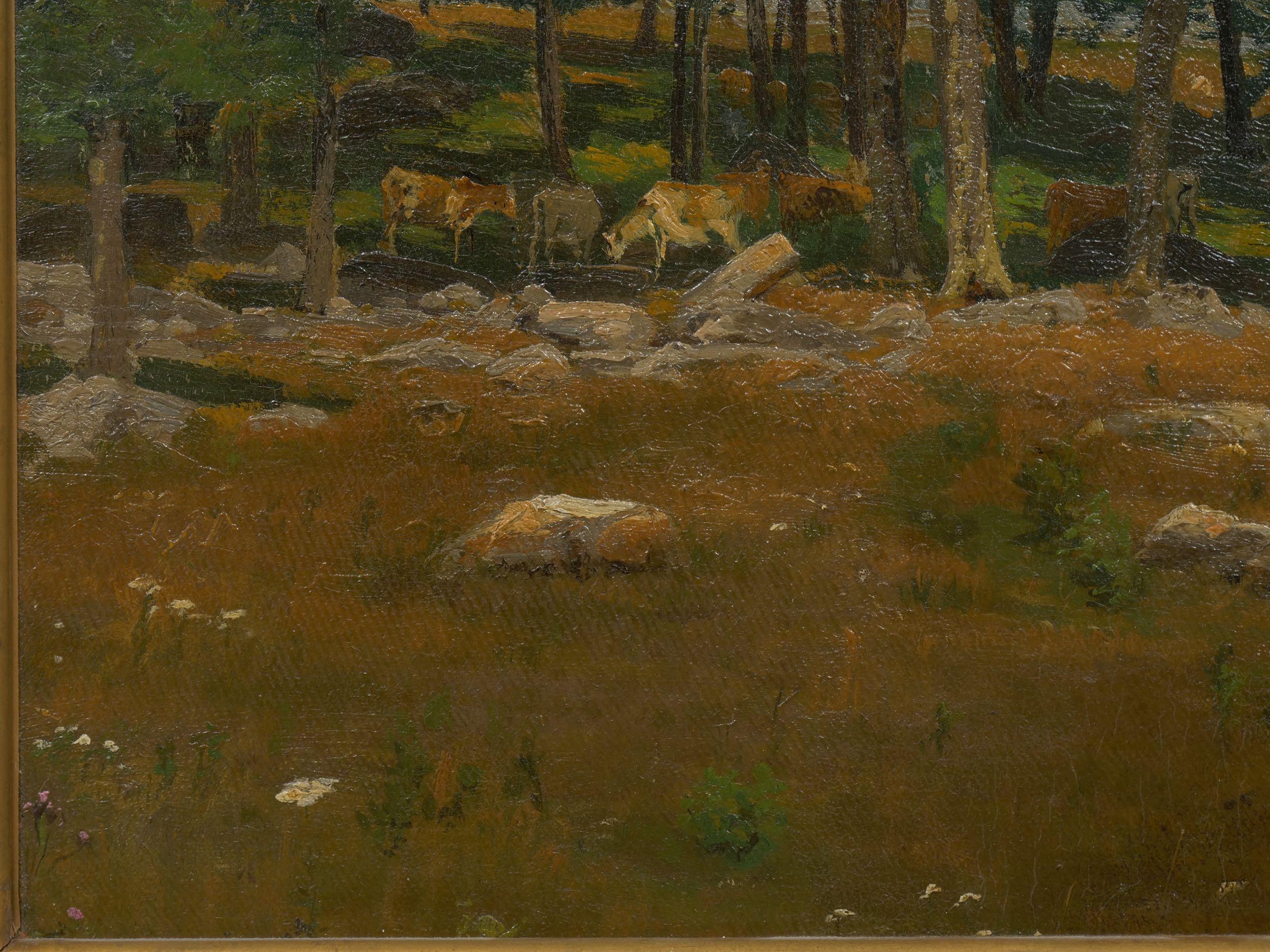 “Summer Landscape” American Painting Attributed to Robert Bruce Crane, Signed In Good Condition In Shippensburg, PA