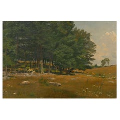 Antique “Summer Landscape” American Painting Attributed to Robert Bruce Crane, Signed