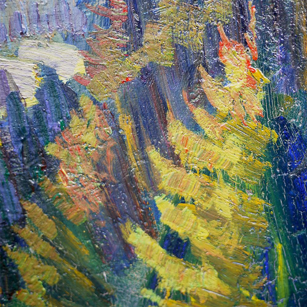 Summer Landscape Oil Painting, Alps, 1920s In Good Condition For Sale In Vo', Veneto