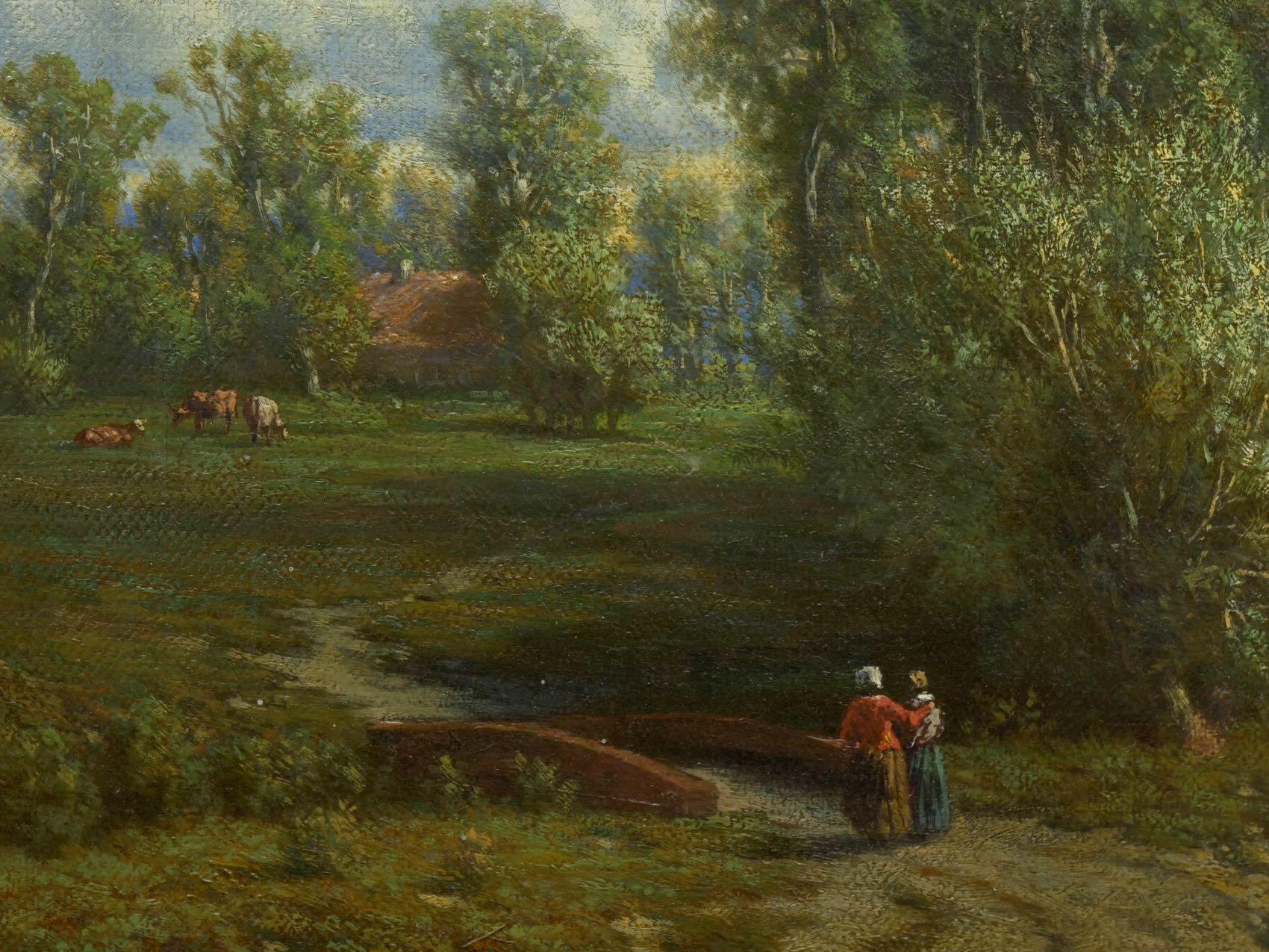 'Summer Landscape' Oil Painting by Jean-Baptiste Kindermans 'Belgian, 1822-1876' 4