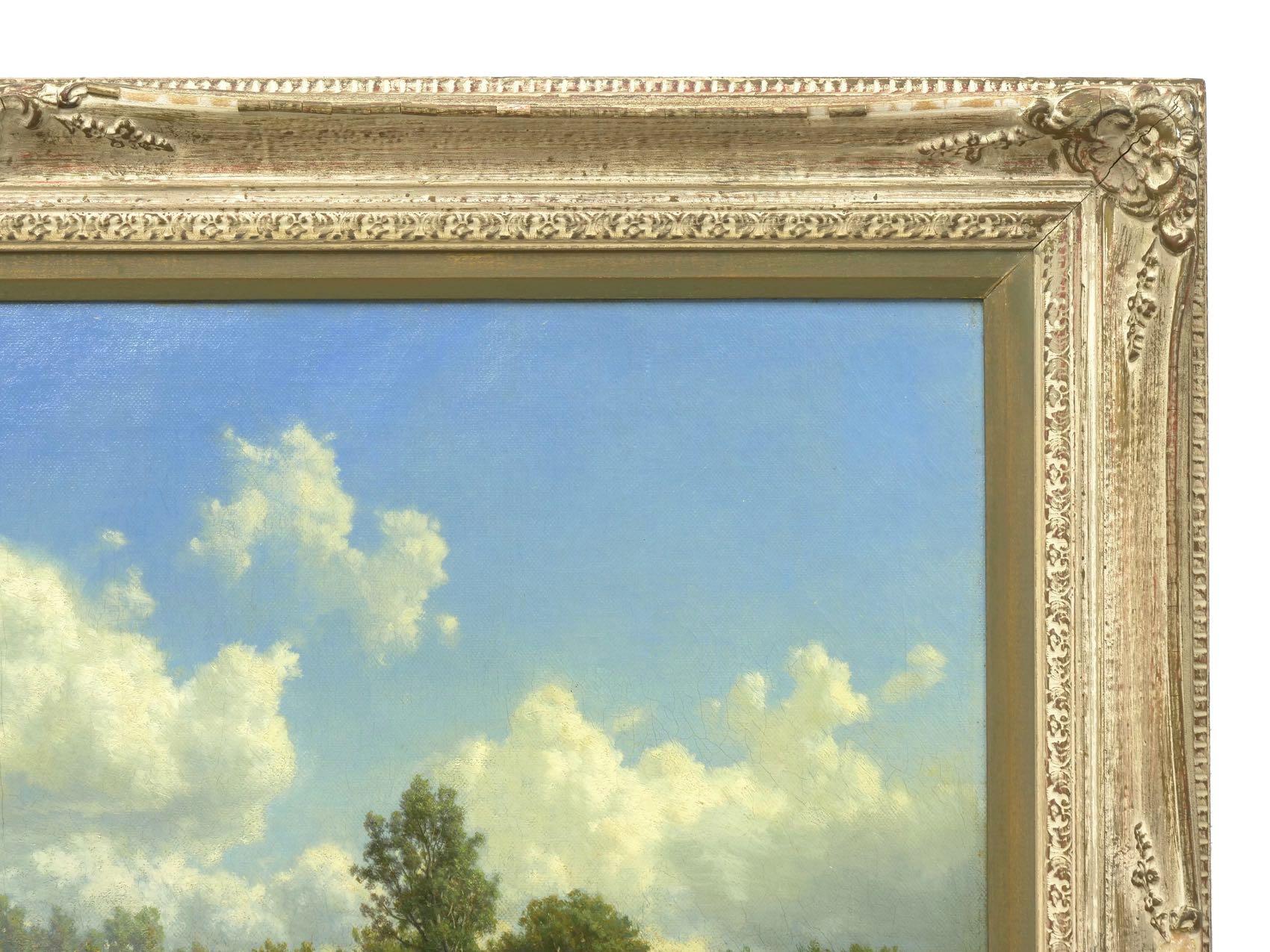 'Summer Landscape' Oil Painting by Jean-Baptiste Kindermans 'Belgian, 1822-1876' 1
