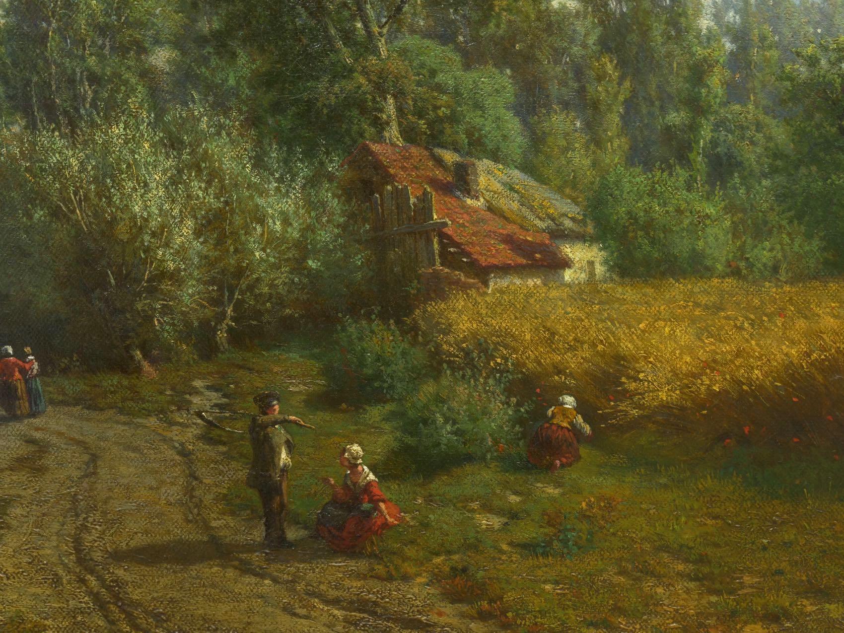 'Summer Landscape' Oil Painting by Jean-Baptiste Kindermans 'Belgian, 1822-1876' 3