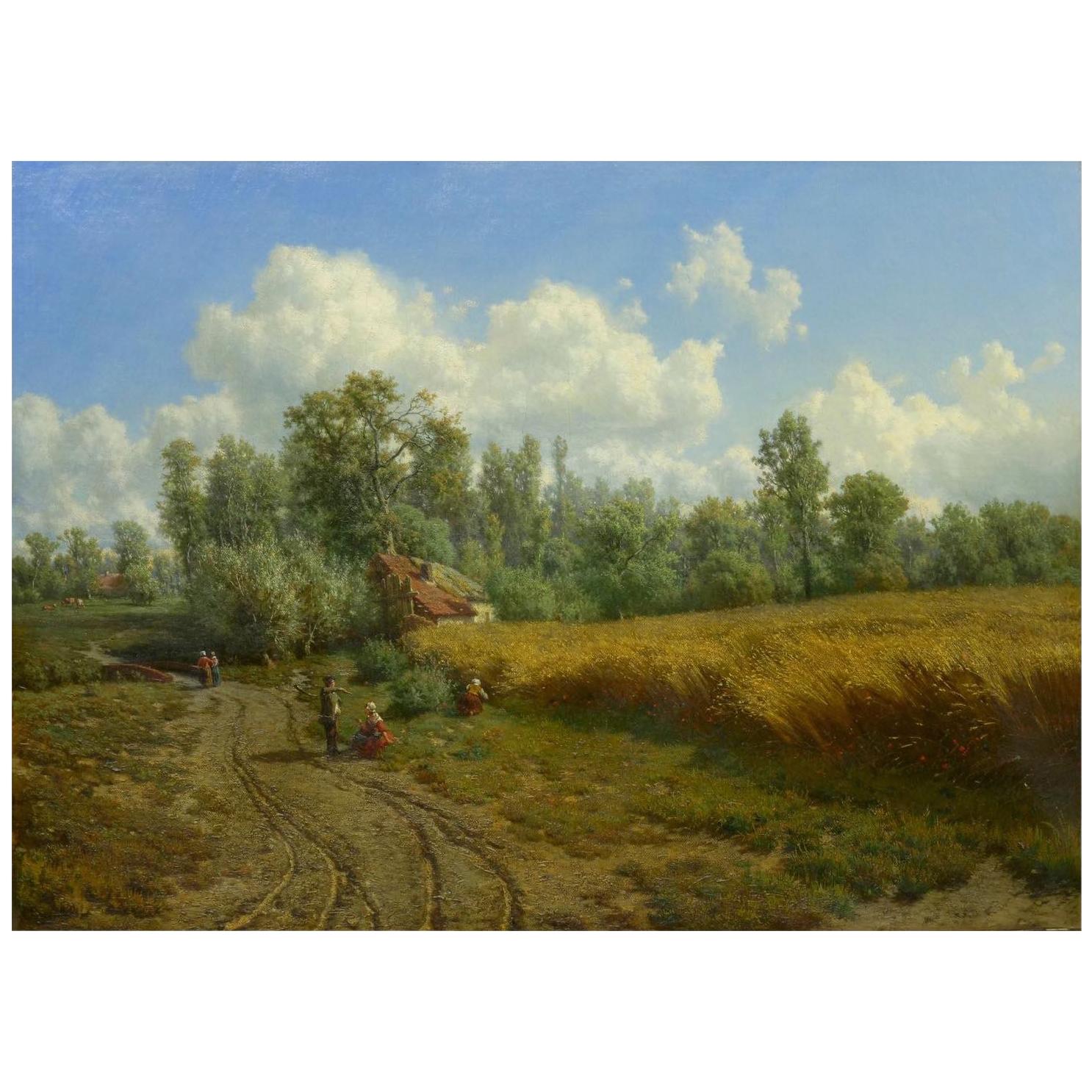 'Summer Landscape' Oil Painting by Jean-Baptiste Kindermans 'Belgian, 1822-1876'