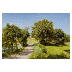 'Summer landscape with bathing and playing women'