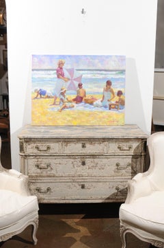 Summer Moment by Don Hatfield, Original Contemporary Beach Scene Oil Painting