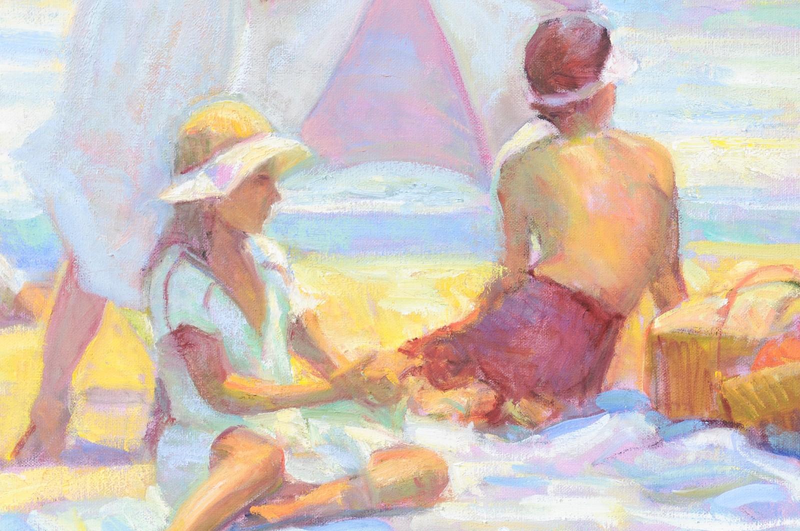 Summer Moment by Don Hatfield, Original Contemporary Beach Scene Oil Painting 3