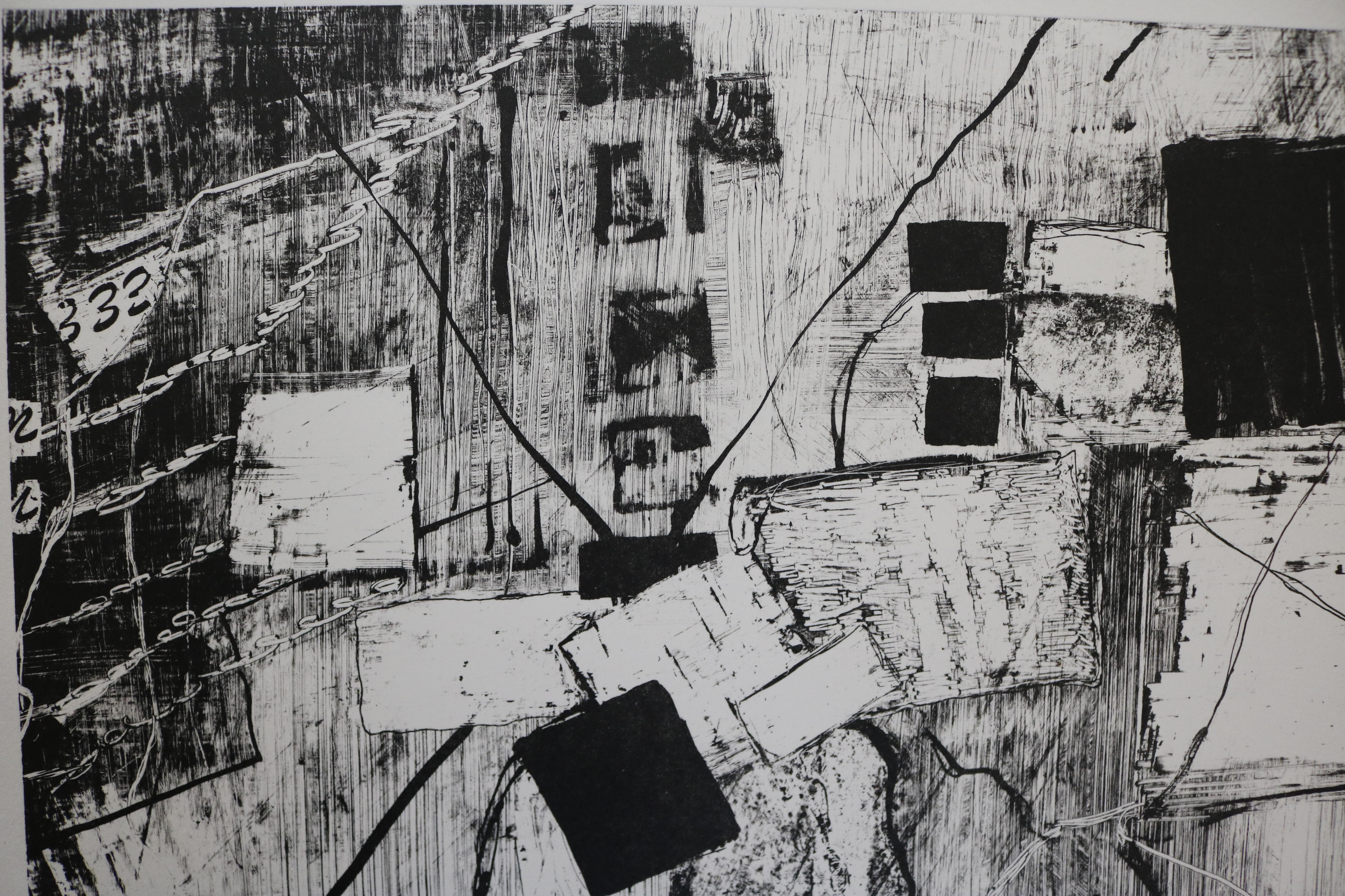 A unique black and white, abstract lithograph. Signed L. Siekman.
Numbered 2/12.
Sold without frame.
